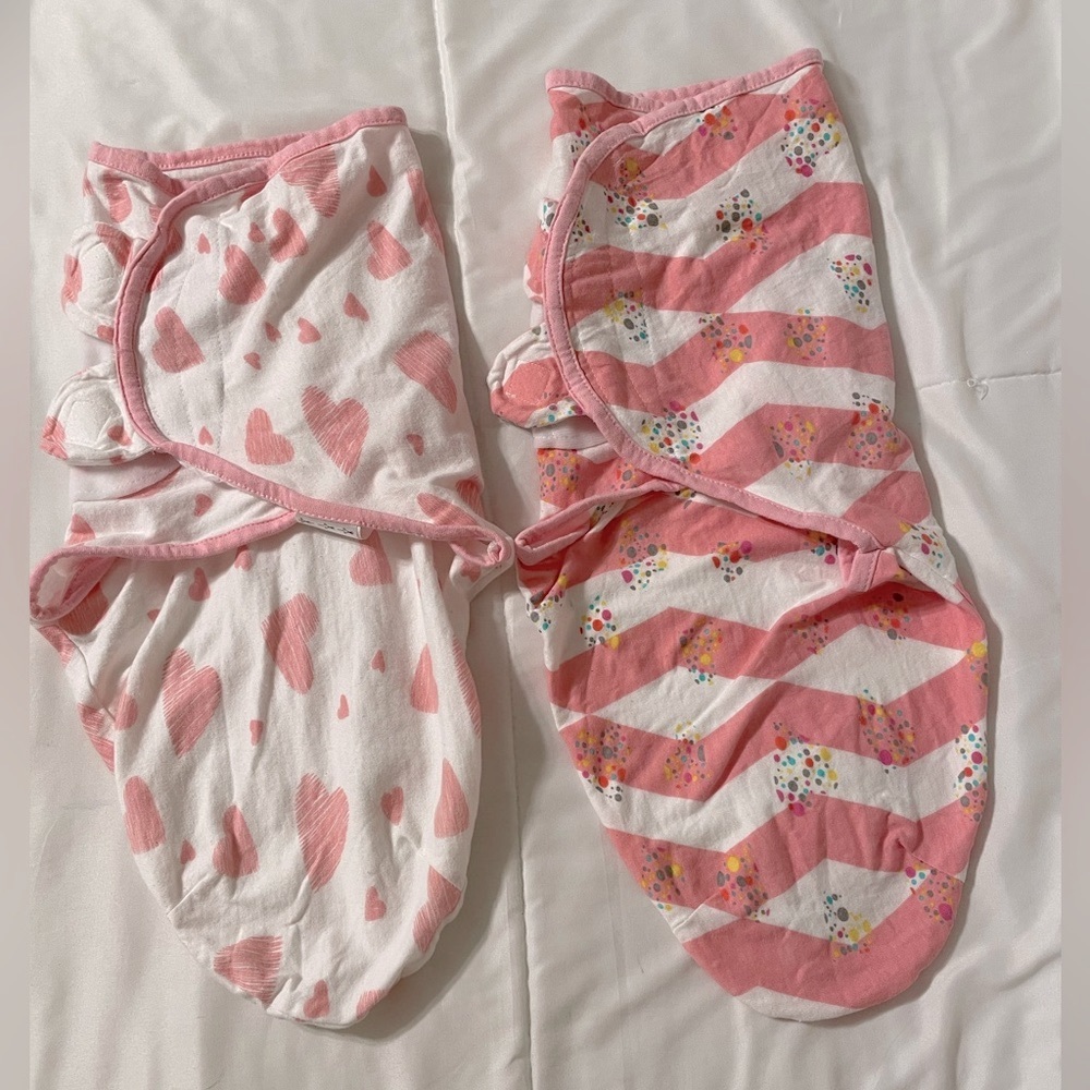 Bublo Baby (2) baby girl swaddlers, 0-3 mos (7-14 lbs)